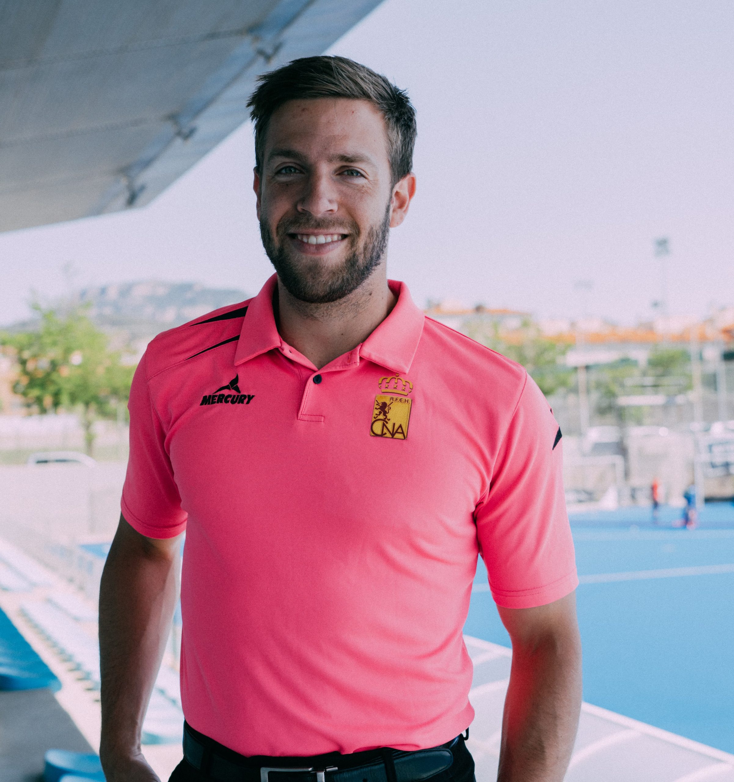 polo rosa fucsia arbitro masculino hockey hierba